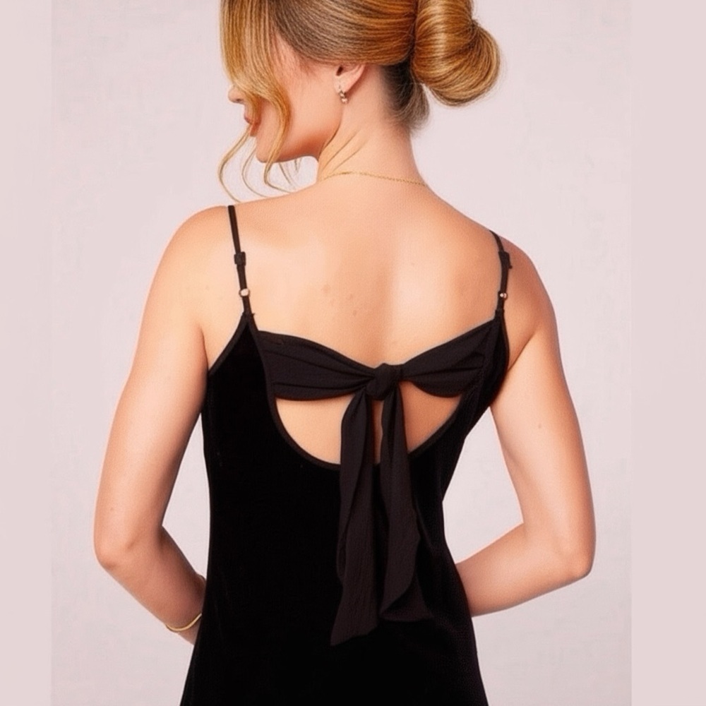 NWT BAND OF THE FREE Girl Crush Black Velvet Dress midi Sleeveless Cocktail